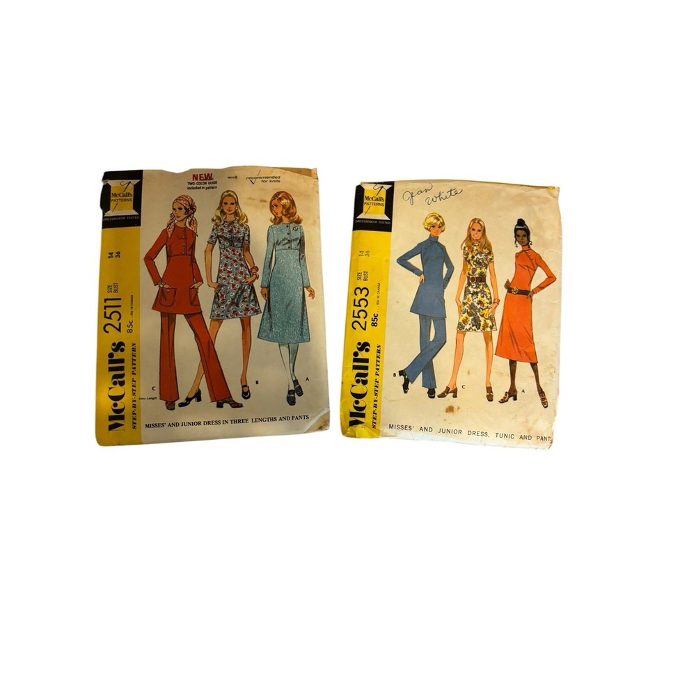 Vintage McCall's Sewing Pattern Lot of 11 1960s 1970s Dresses Designer Cut - Picture 6 of 8